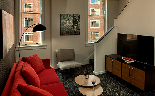 Imperial Suite sitting area at Kimpton Hotel Vintage Portland